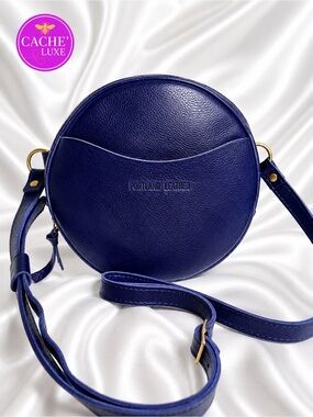 PORTLAND LEATHER Navy Round Crossbody Bag